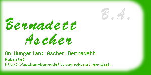 bernadett ascher business card